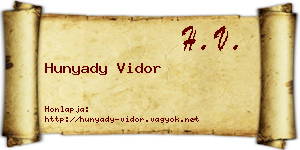 Hunyady Vidor névjegykártya